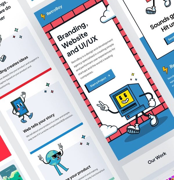 Colorful simple illustrations in mobile design