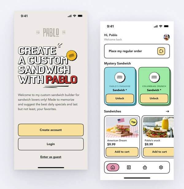 Creative web design concept with friendly flat retro UI