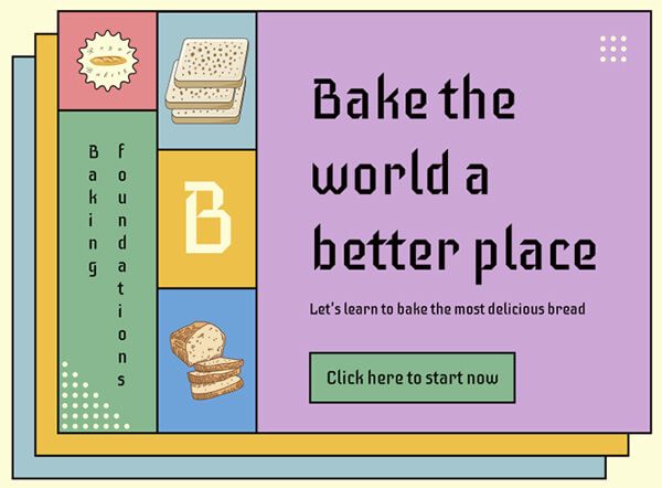 Retro flat design of website for bakery example